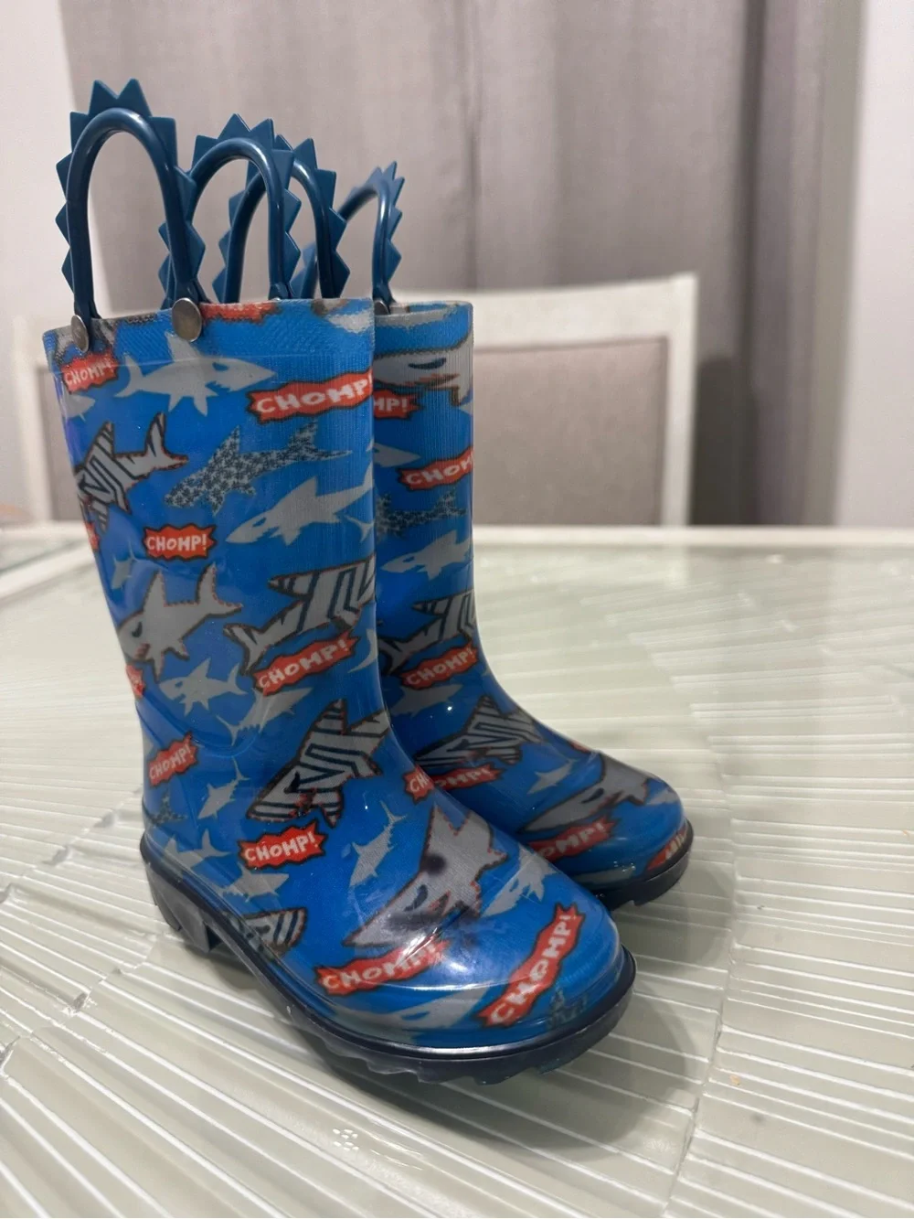 Kids Blue Shark Print Rain Boots 8C
